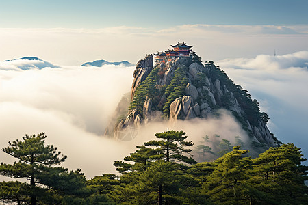 山顶云海著名的华山山顶景观背景