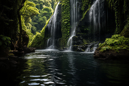 瀑布仙境的美丽景观图片