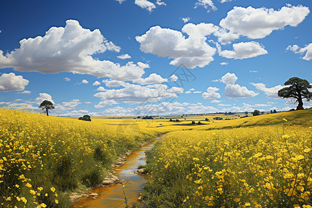 田野风光夏日乡村风光的油菜花田背景