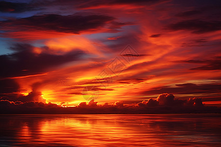 天空中美丽的火烧云景观图片