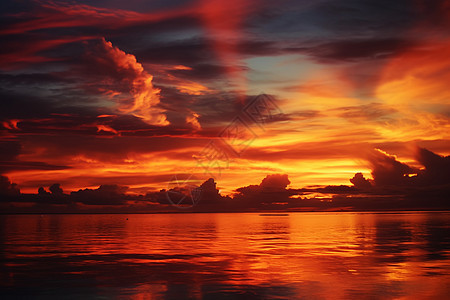 美丽的日落天空火烧云景观图片