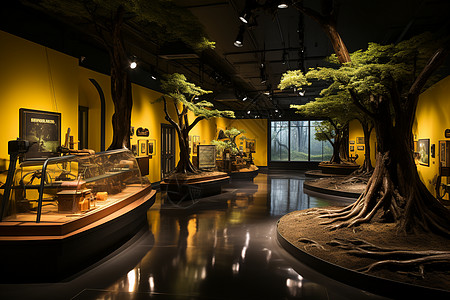 橡胶种植过程的博物馆背景图片