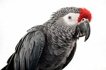 漂亮的红头灰鹦鹉图片