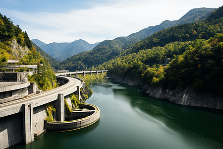 山水之间的大坝背景