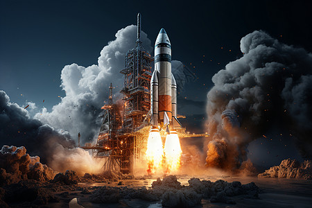 火箭起飞火箭发射的瞬间设计图片