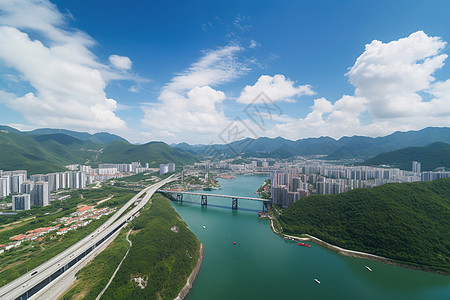 高空俯视下的现代城市高清图片