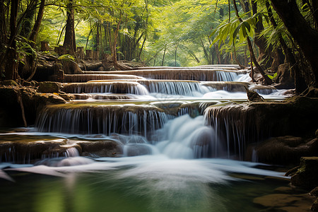 森林溪水的风景图片