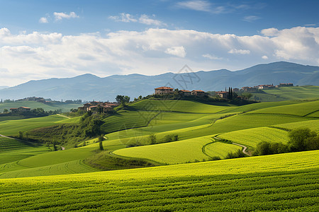 青山草地天地广阔青山环绕背景