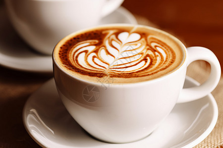 漩涡状奶泡的咖啡图片