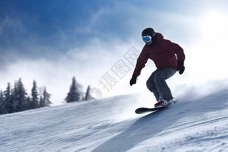 跳跃的男人冬日滑雪运动背景