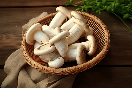 新鲜白色蘑菇背景图片