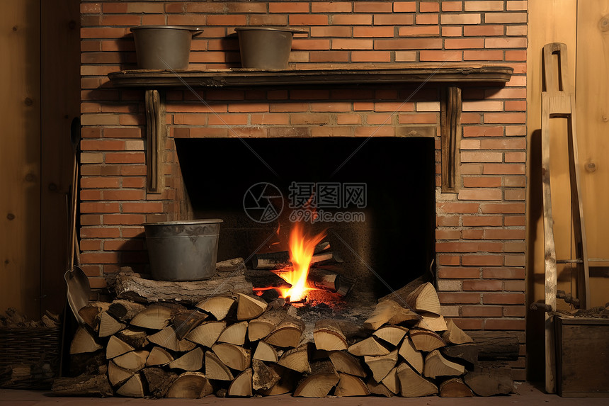 炉火旁的砖砌高清图片下载-正版图片600769941-摄图网