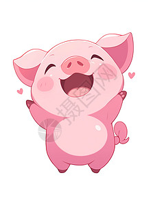 惊讶表情可爱粉色小猪插画