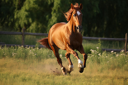 奔跑的棕色马匹图片
