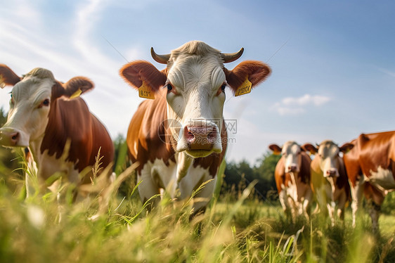 阳光下一群奶牛图片