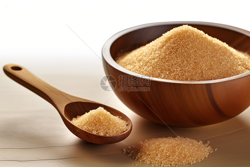 木碗里的蔗糖图片