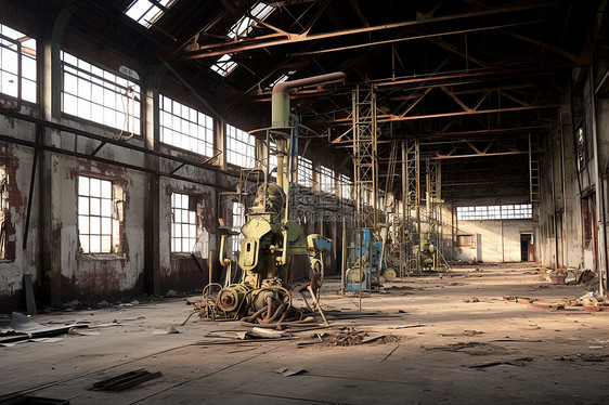 废弃破旧的工业工厂图片