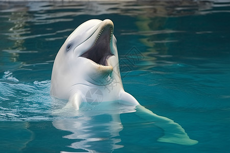 水面上友好可爱的海豚图片