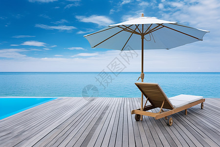 度假海边的放松遮阳椅图片