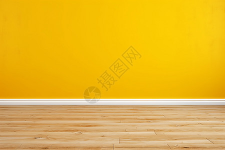 原木地板上的黄墙图片