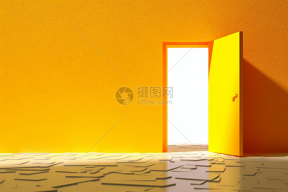 黄墙上的门图片