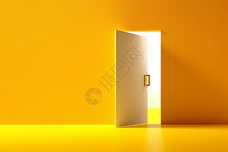 黄色墙上的一道门背景图片