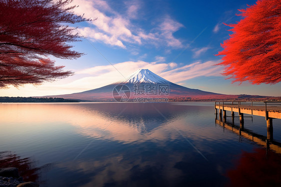 秋季富士山的美丽景观图片