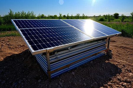 太阳能路灯阳光下的太阳能电池板背景