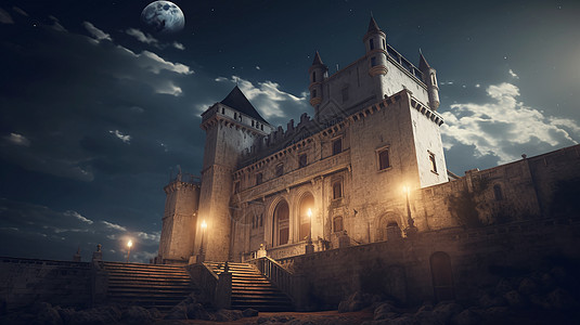 昏暗的城堡背景图片