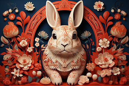 传统的民俗兔子背景图片