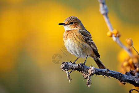 秋季树林中的小鸟背景图片