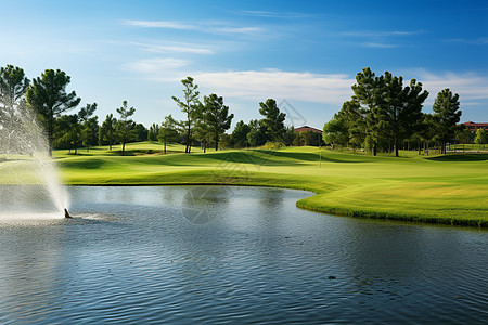 景色优美的高尔夫球场背景图片