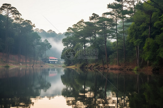 晨雾之湖图片