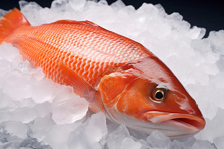 寒冰下的生鱼美食背景图片