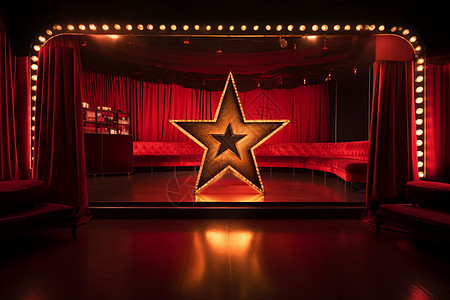 红幕舞台上绽放一颗明星图片