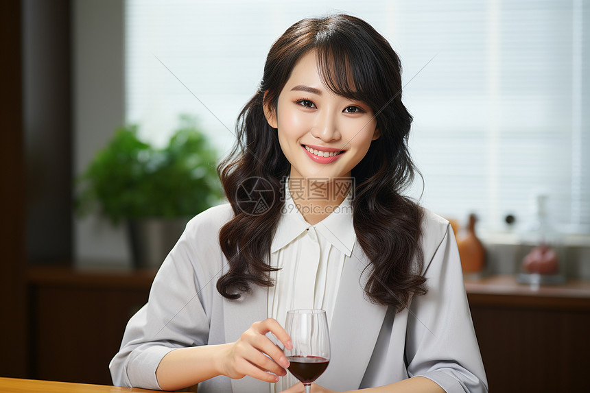 品味红酒的女人图片