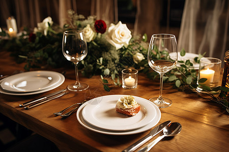 浪漫餐桌精致摆盘背景图片
