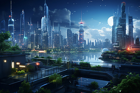 夜幕下的未来之城图片
