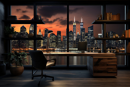夜幕下的城市风景背景图片