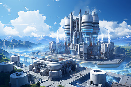蓝天下的未来之城背景图片