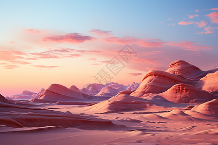 粉色夕阳沙漠图片