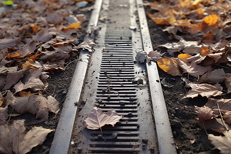 户外道路上的下水道高清图片