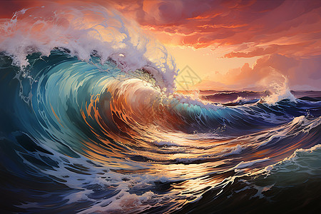海洋中的巨大波浪图片
