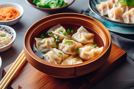 野馄饨美味的馄饨背景