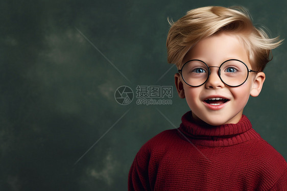时尚的戴眼镜小男孩图片