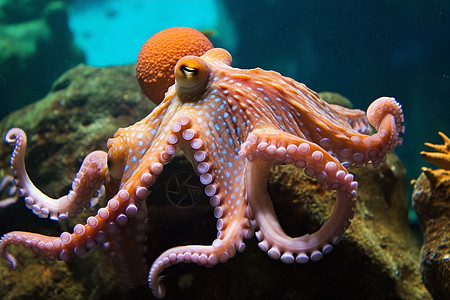 水生生物的野生大章鱼背景图片
