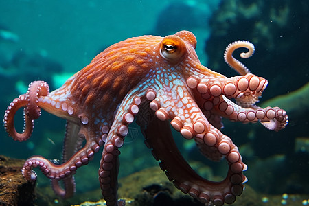 热带海洋中的野生大章鱼图片