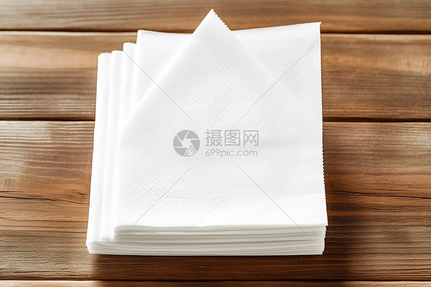 洁白的白色餐巾纸图片