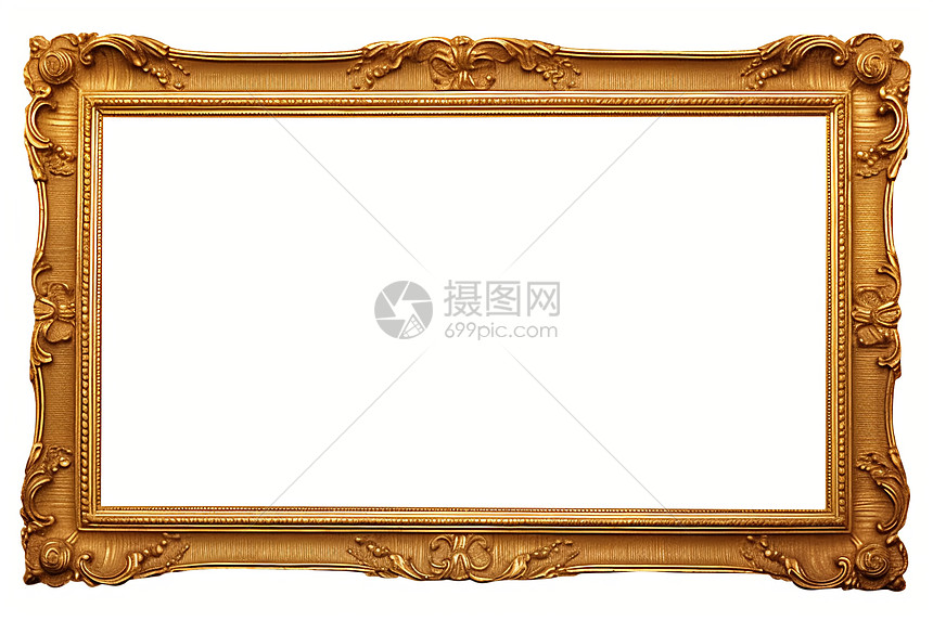 古典木制金色相框背景图片