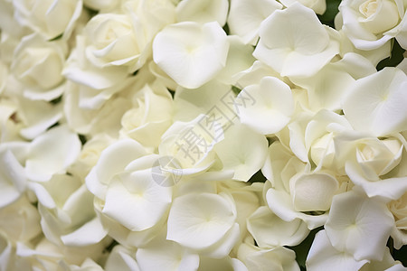 夏季花园中绽放的白色玫瑰花朵图片